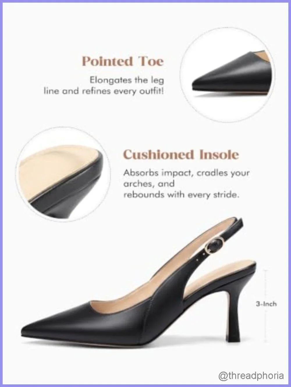 Pointed Toe Slingback Kitten Heels Faux Leather Pumps Work Wedding